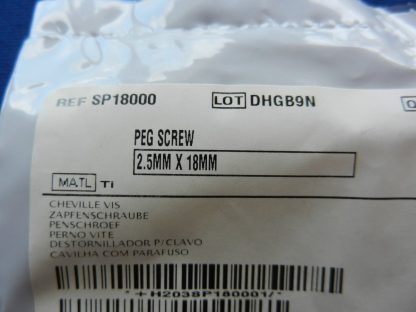 Depuy SP18000 Peg Screw 2.5mm x 18mm - Image 2