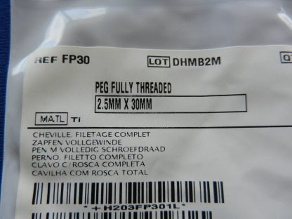 Depuy FP30 Fully Threaded Peg 2.5mm x 30mm - Image 2