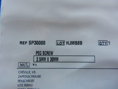 Depuy SP30000 Peg Screw 2.5mm x 30mm - Image 2
