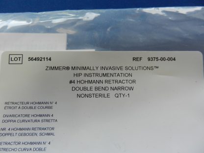 NEW Zimmer 9375-00-004 Hohmann Double Ended Narrow #4 Retractor - Image 3