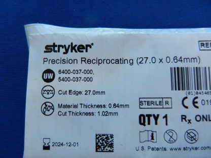 Stryker 5100-037-233 Precision Reciprocating 27x0.64mm EXPIRED - Image 2