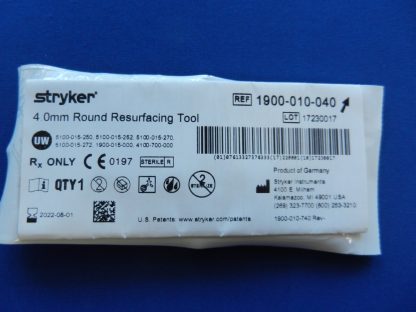 Stryker 1900-010-040 Round Resurfacing Tool 4.0mm EXPIRED - Image 2