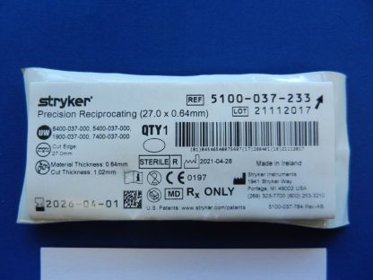 NEW Stryker 5100-037-233 Precision Reciprocating 27x0.64mm - Image 2