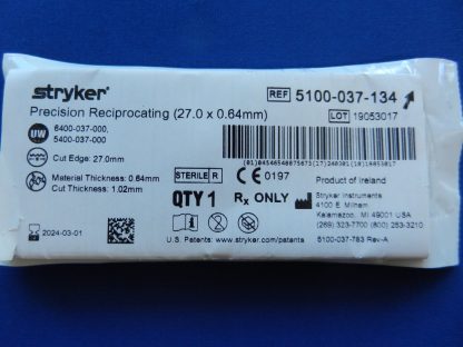 Stryker 5100-037-134 Precision Reciprocating 27x0.64mm EXPIRED - Image 2