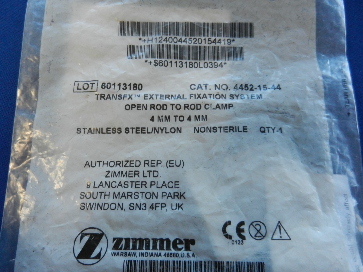 Zimmer 4452-15-44 Transfix External Fixation System Open Rod to Rod Clamp 4mm-4mm - Image 3