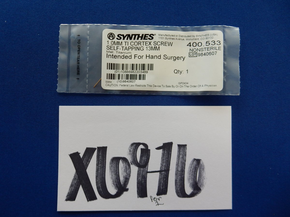 Synthes 400.533 1.0mm TI Cortex Screw Self-Tapping 13mm