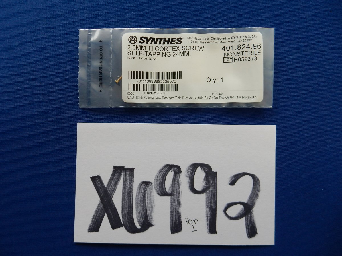 Synthes 401.824.96 2.0mm TI Cortex Screw Self-Tapping 24mm