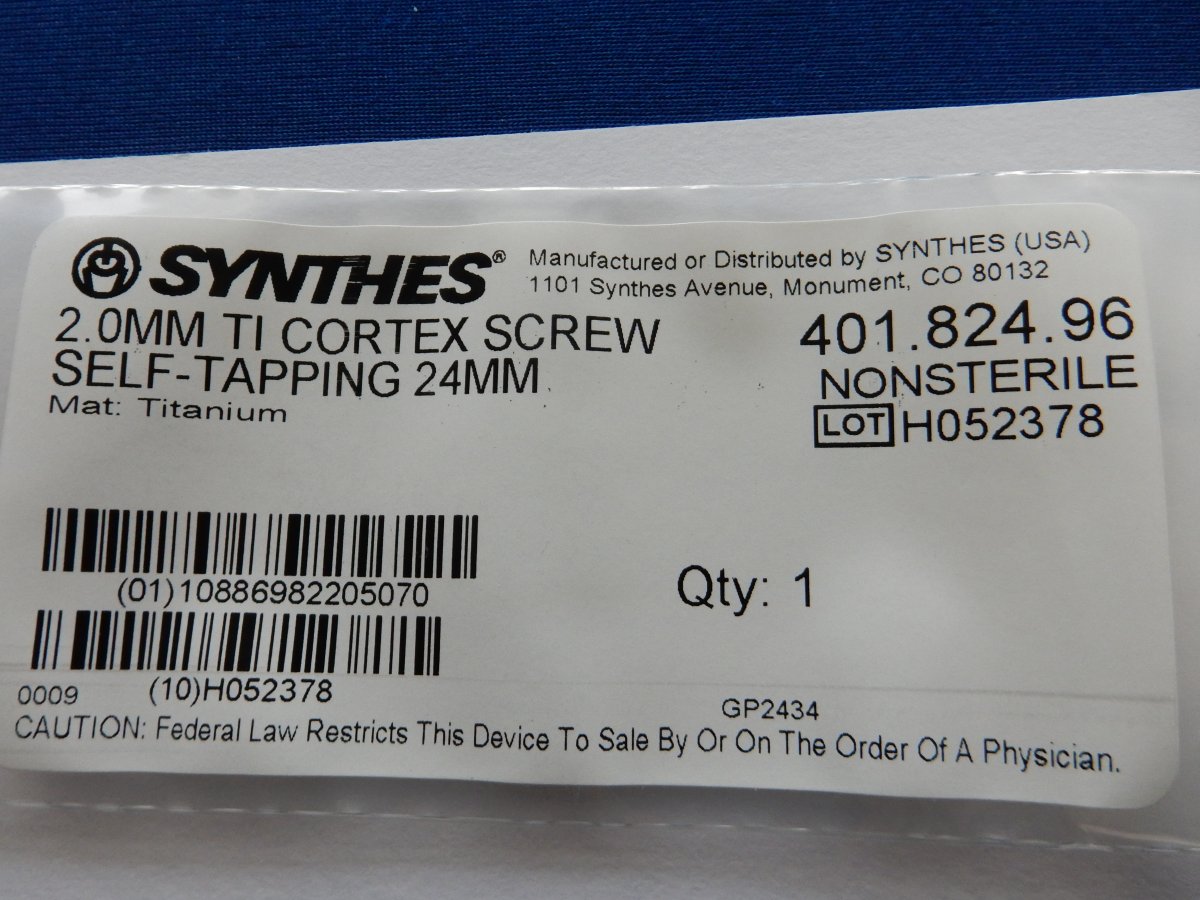 Synthes 401.824.96 2.0mm TI Cortex Screw Self-Tapping 24mm - Image 3