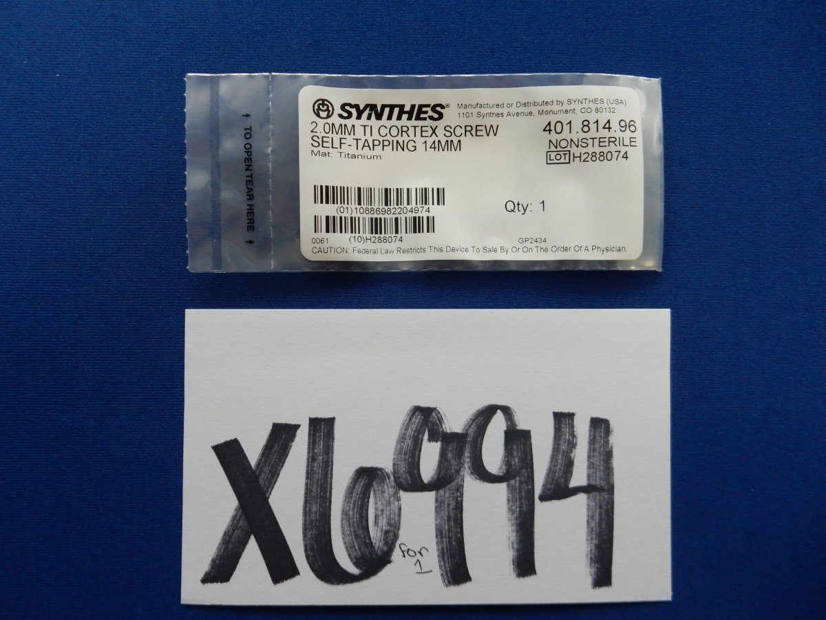 Synthes 401.814.96 2.0mm TI Cortex Screw Self-Tapping 14mm