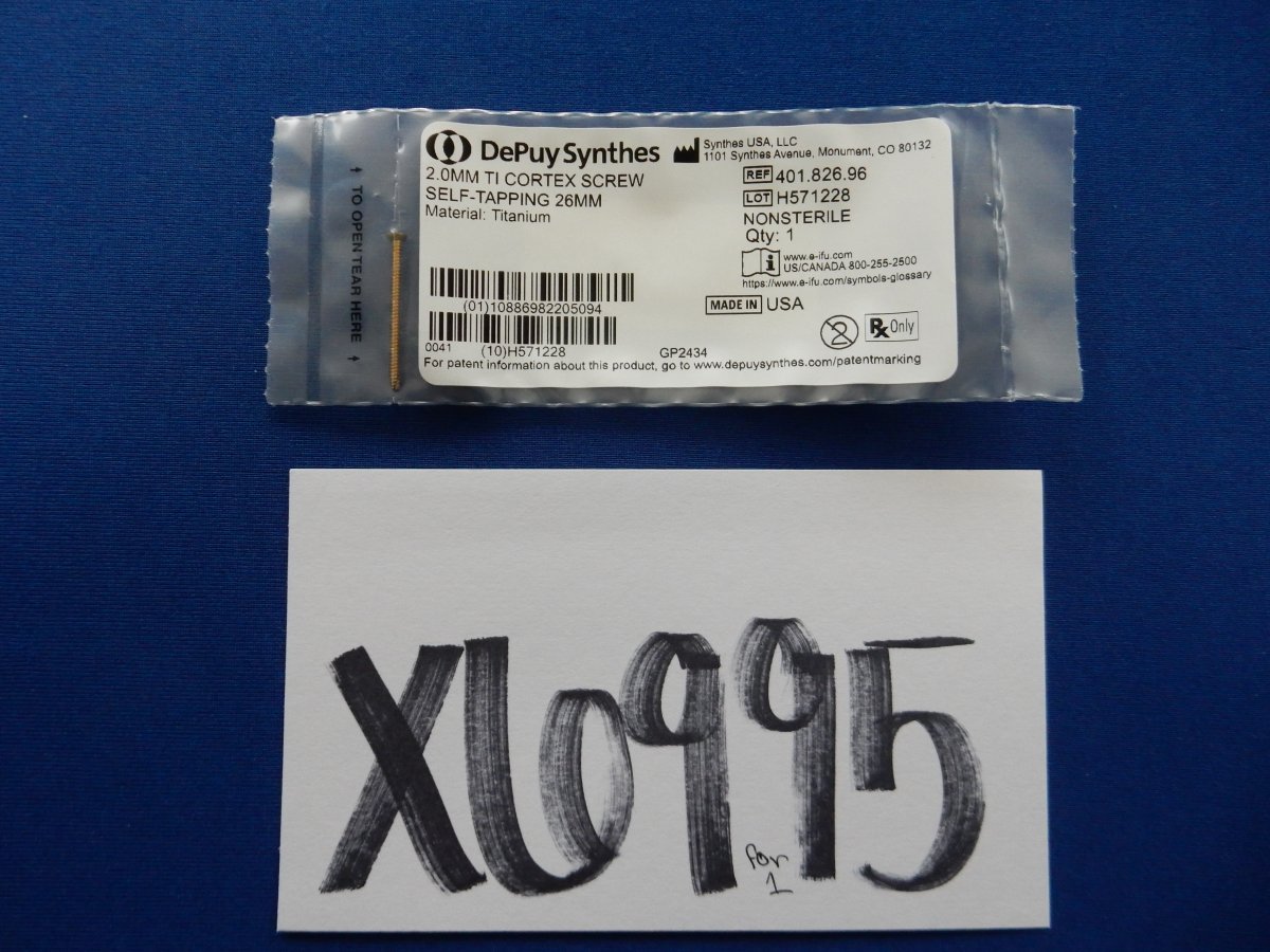 Synthes 401.826.96 2.0mm TI Cortex Screw Self-Tapping 26mm