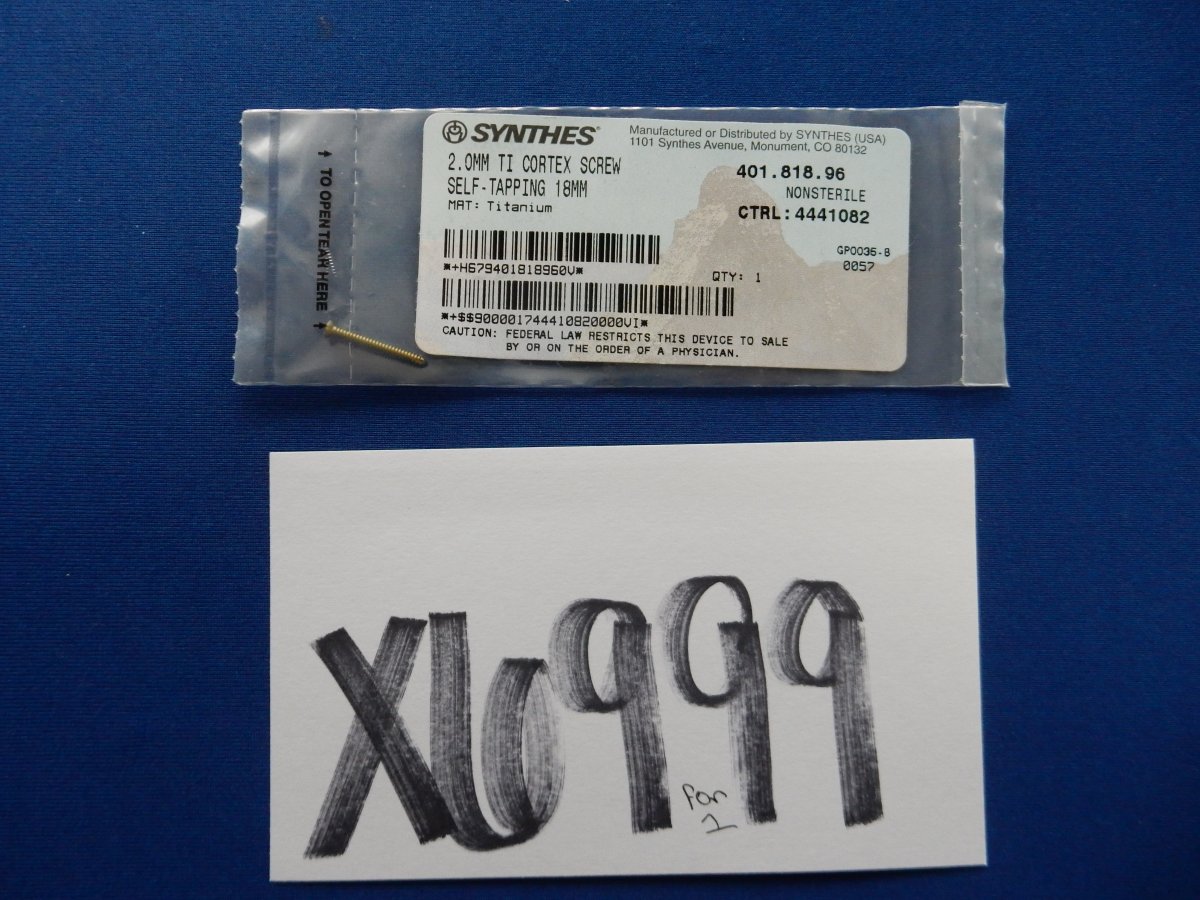 Synthes 401.818.96 2.0mm TI Cortex Screw Self-Tapping 18mm