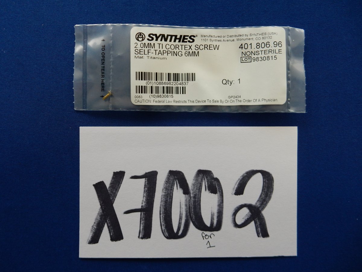 Synthes 401.806.96 2.0mm TI Cortex Screw Self-Tapping 6mm