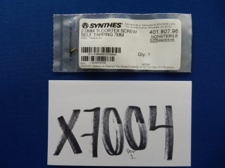 Synthes 401.807.96 2.0mm TI Cortex Screw Self-Tapping 7mm