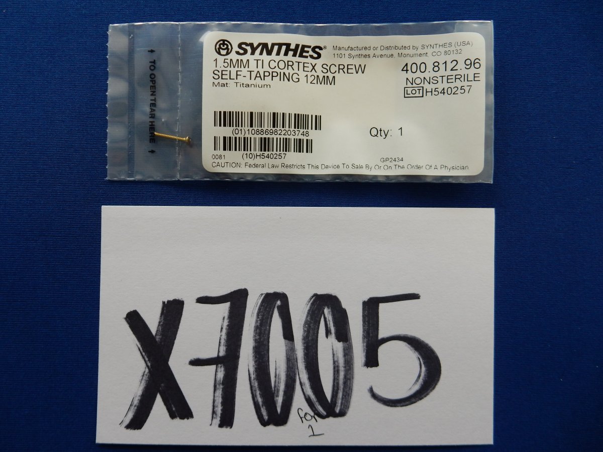 Synthes 400.812.96 1.5mm TI Cortex Screw Self-Tapping 12mm