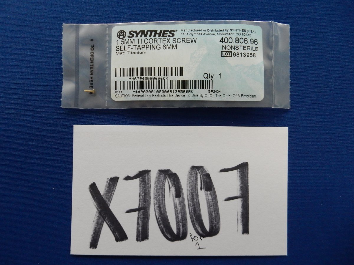 Synthes 400.806.96 1.5mm TI Cortex Screw Self-Tapping 6mm