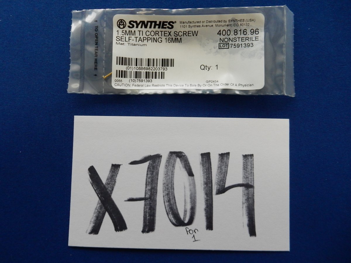 Synthes 400.816.96 1.5mm TI Cortex Screw Self-Tapping 16mm