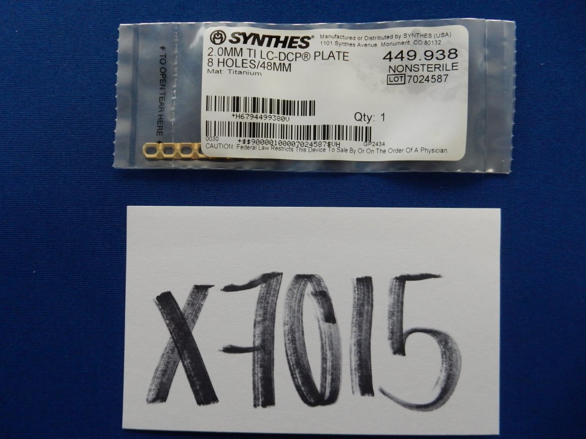 Synthes 449.938 2.0mm TI LC-DCP Plate 8 Holes/48mm