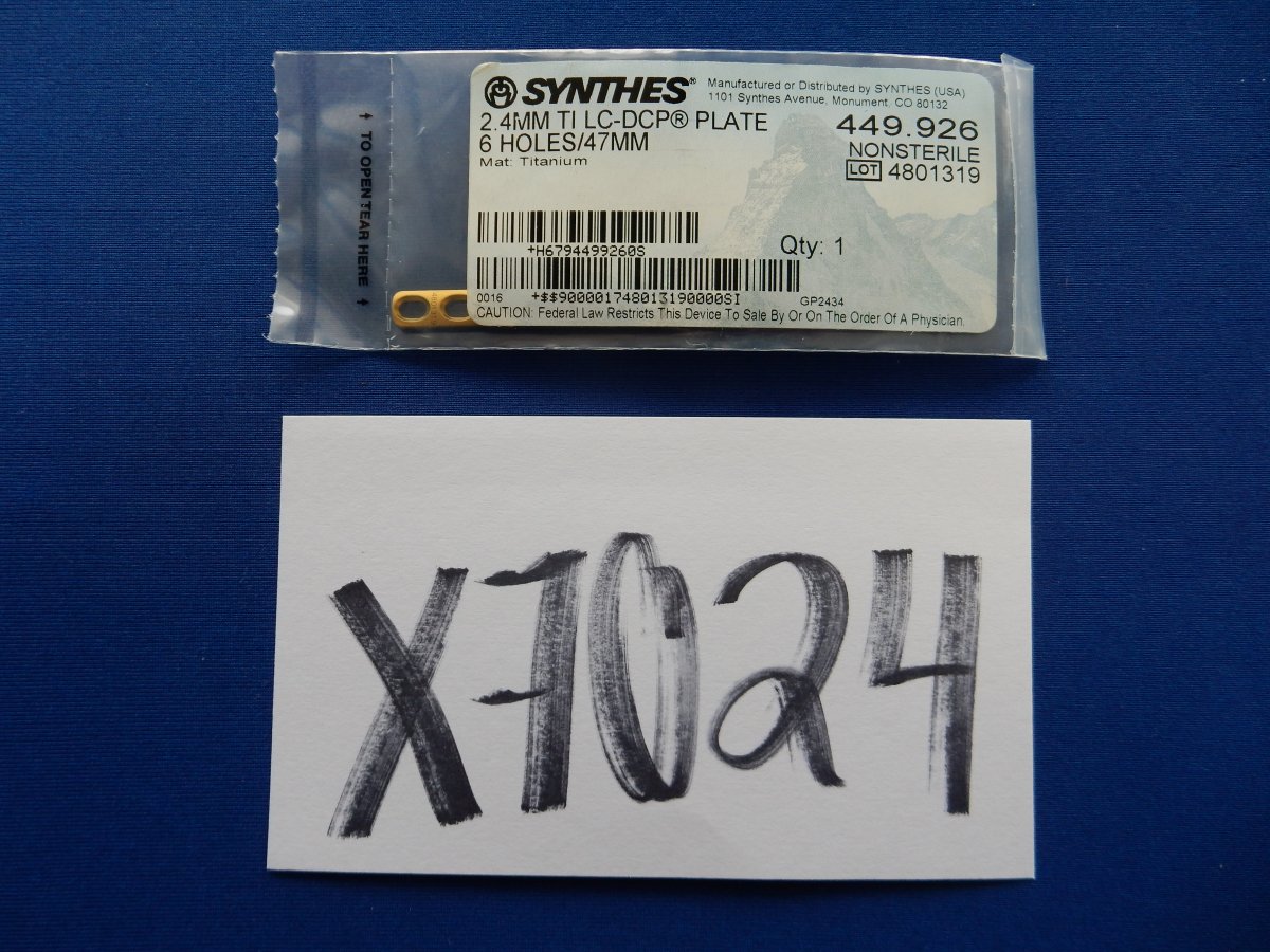 Synthes 449.926 2.4mm TI LC-DCP Plate 6 Holes/47mm