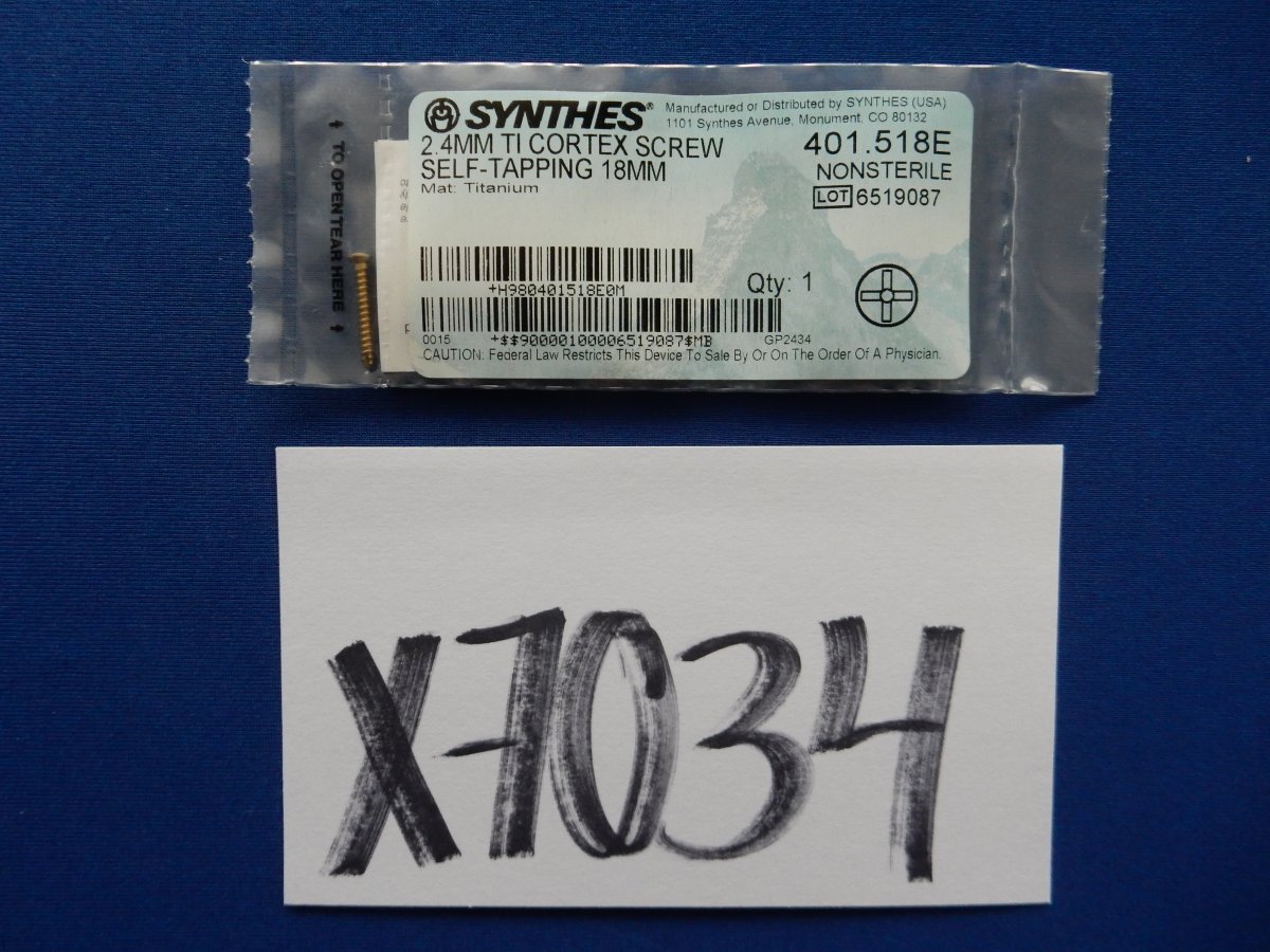 Synthes 401.518E 2.4mm TI Cortex Screw Self-Tapping 18mm