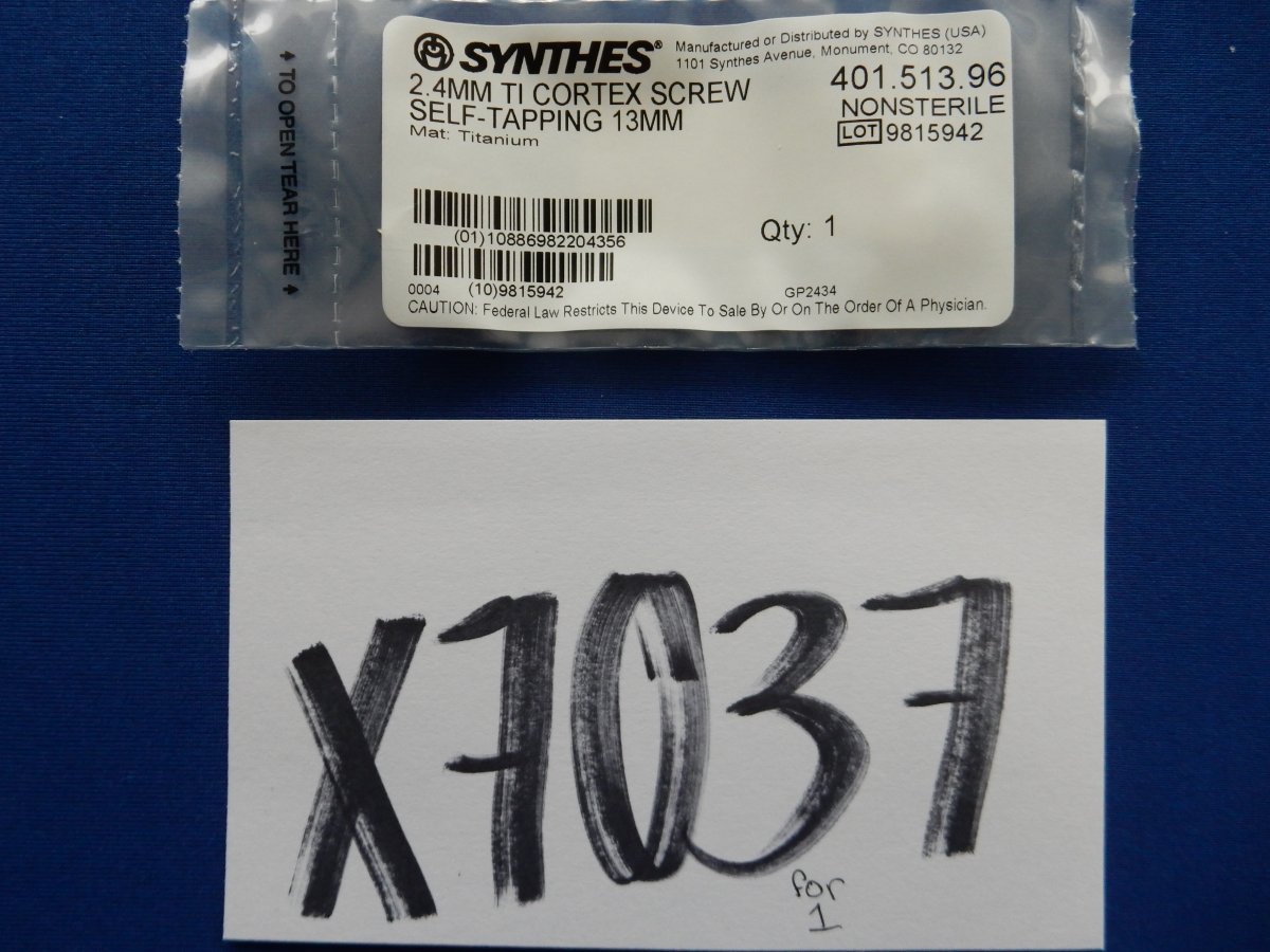 Synthes 401.513.96 2.4mm TI Cortex Screw Self-Tapping 13mm