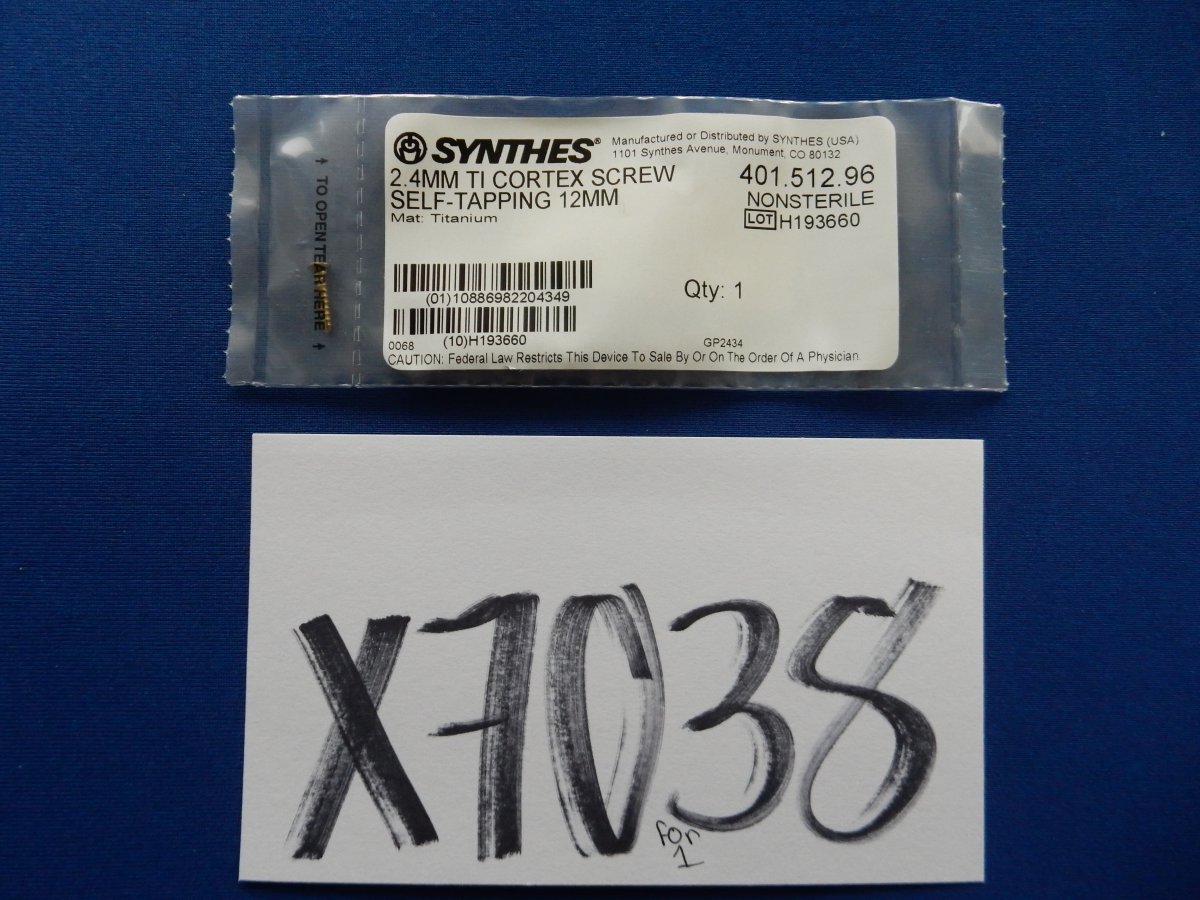 Synthes 401.512.96 2.4mm TI Cortex Screw Self-Tapping 12mm