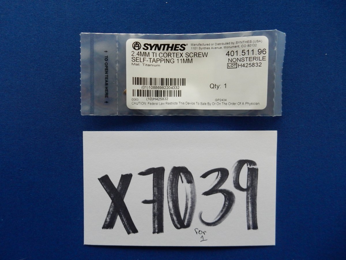 Synthes 401.511.96 2.4mm TI Cortex Screw Self-Tapping 11mm