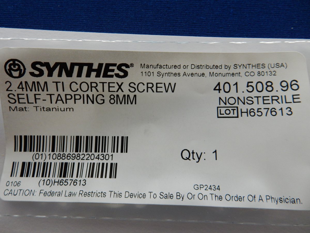 Synthes 401.508.96 2.4mm TI Cortex Screw Self-Tapping 8mm - Image 3