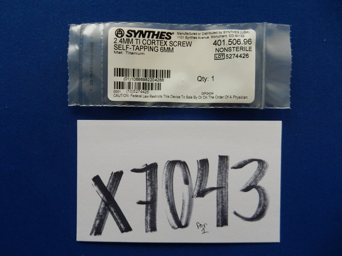 Synthes 401.506.96 2.4mm TI Cortex Screw Self-Tapping 6mm