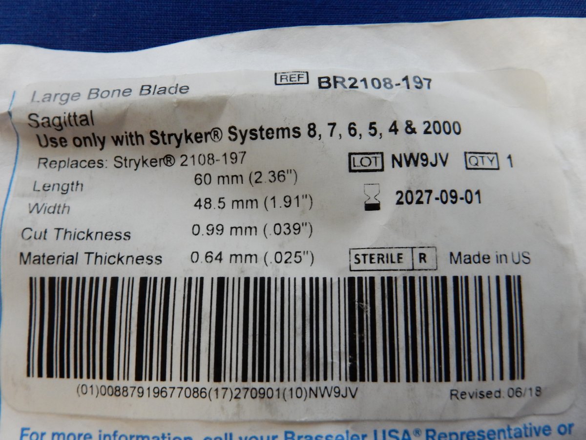 Brasseler BR2108-197 Large Bone Blade Sagittal 2027-09-01 - Image 3