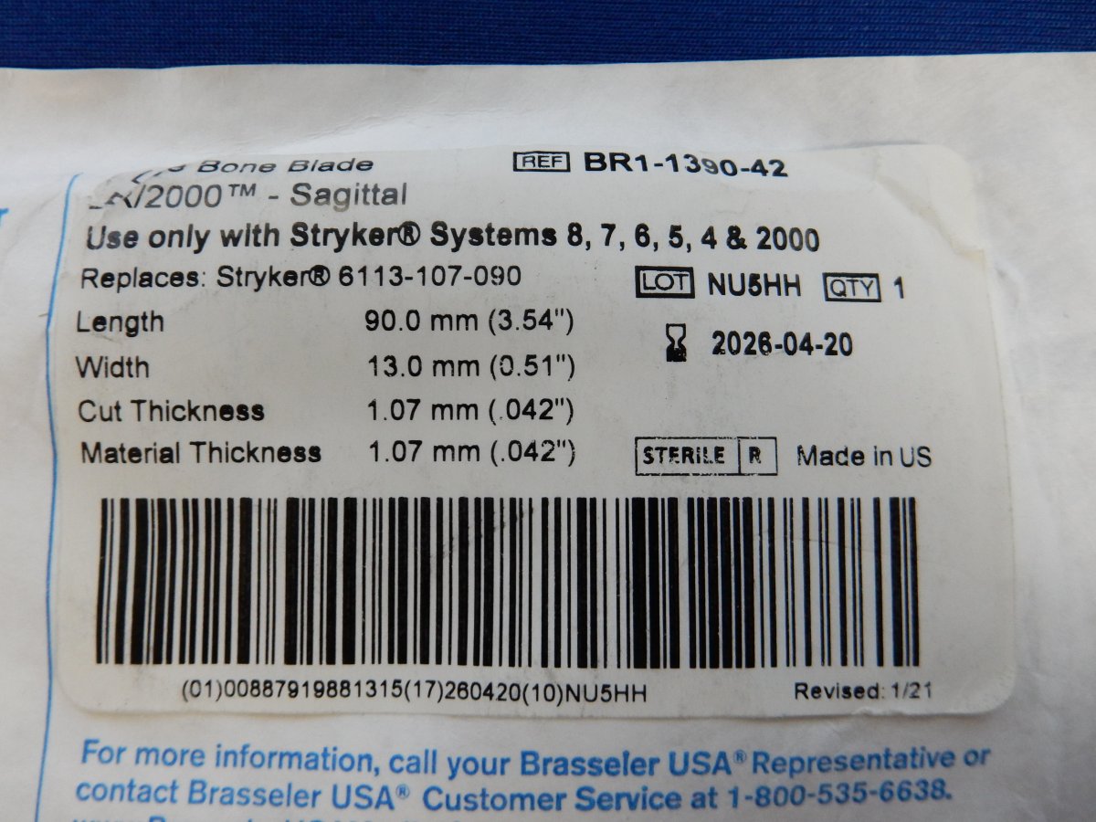 Brasseler BRI-1390-42 Large Bone Blade BR12000 Sagittal 2026-04-20 - Image 3