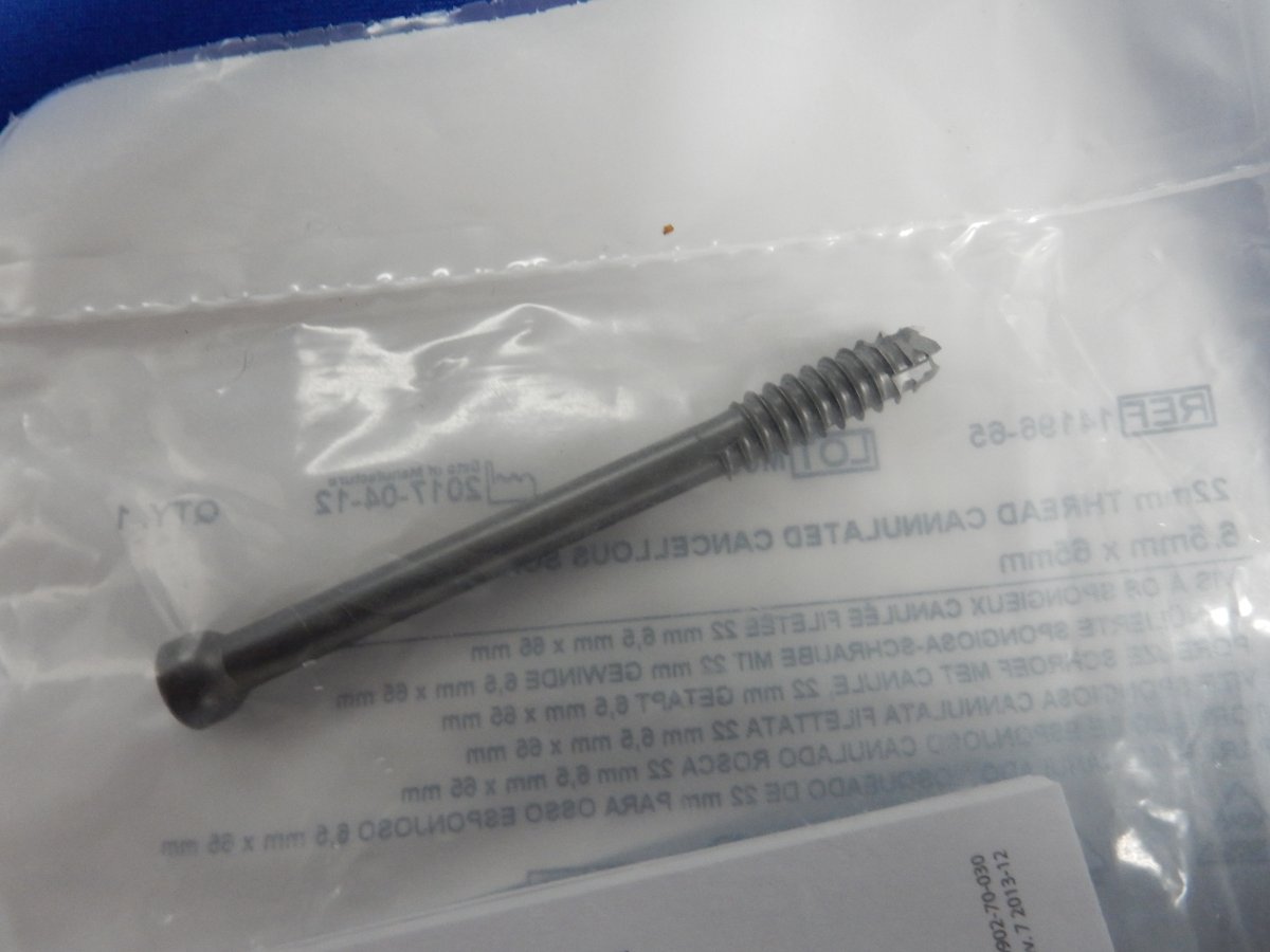 Biomet 14196-65 22mm Thread Cannulated Cancellous Screw 6.5mm x 65mm - Image 2