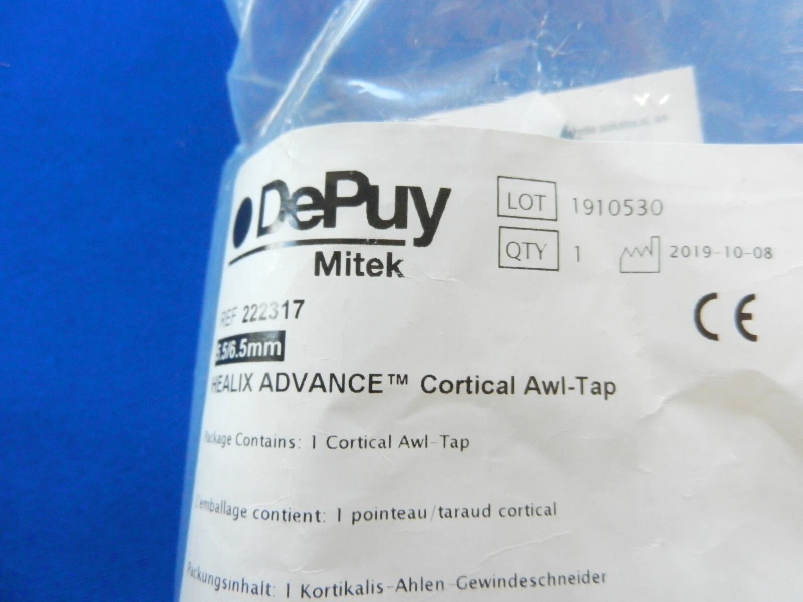 Mitek 222317 5.5/6.5mm Cortical Awl Tap - NEW - Image 3