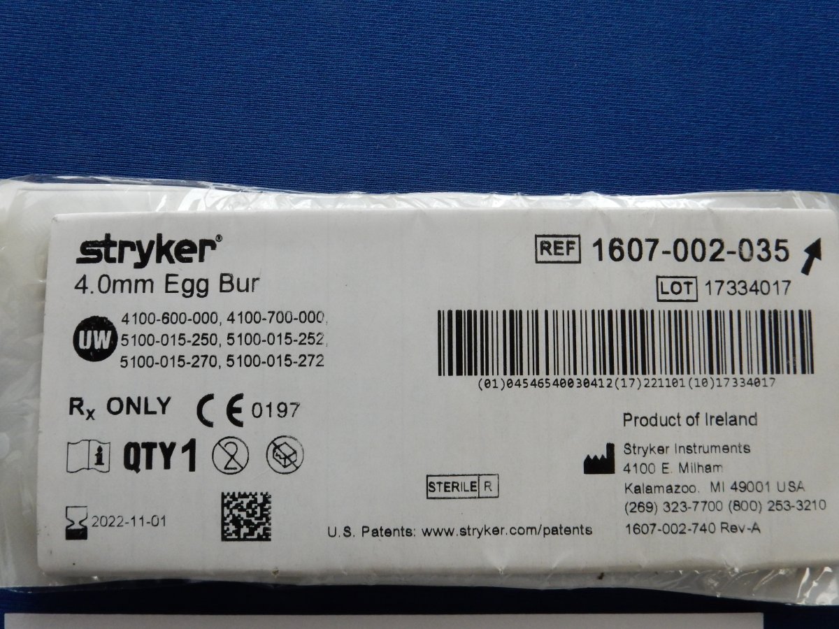 Stryker 1607-002-035 4.0mm Egg Bur - Image 2