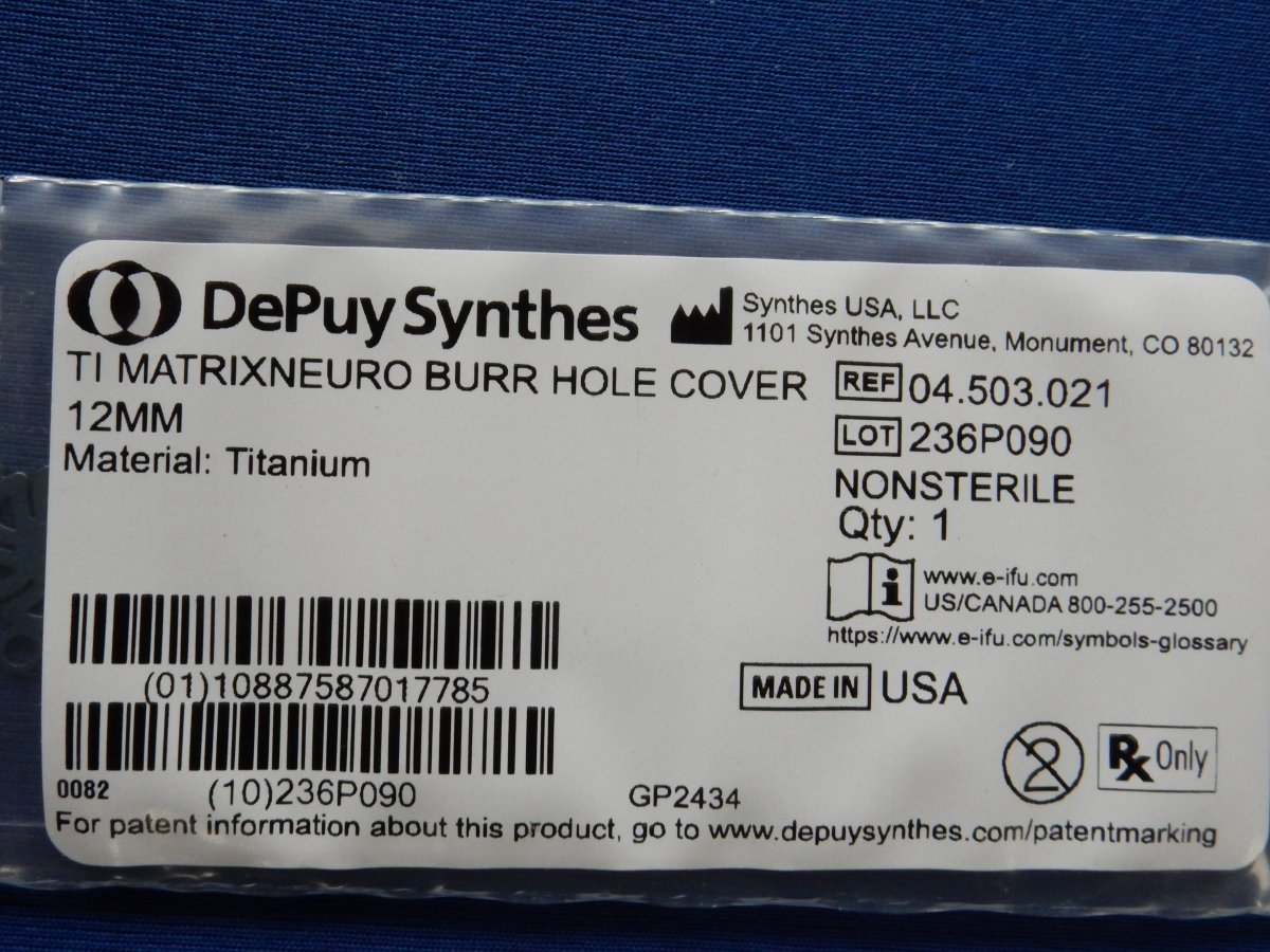 Synthes 04.503.021 Ti Matrix Neuro Burr Hole Cover 12mm - Image 3