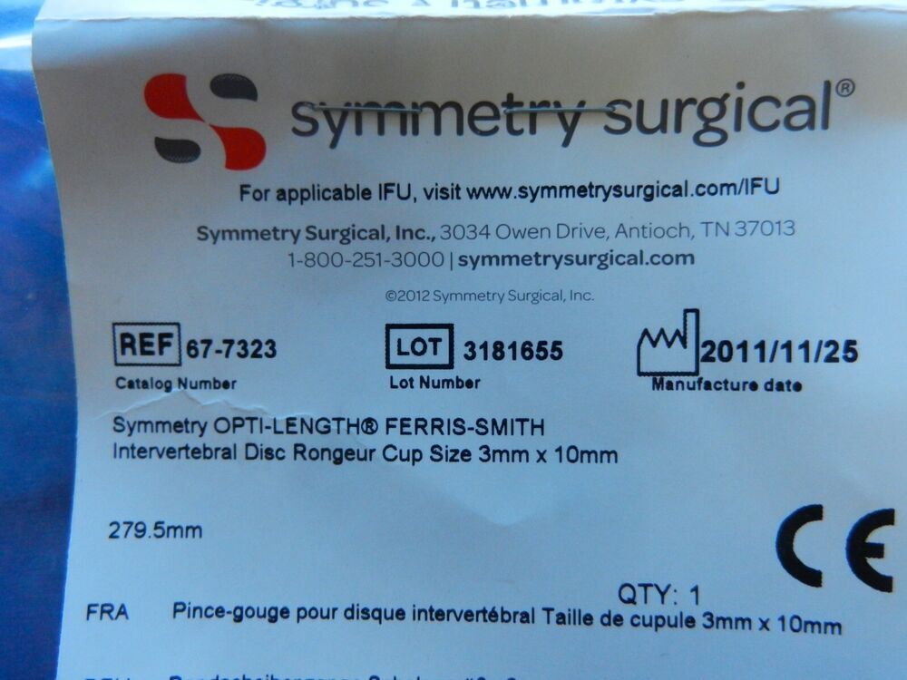 E612 *NEW* Symmetry Opti Length Ferris Smith 3x10mm Rongeur Cup Forceps 67-7323 - Image 5