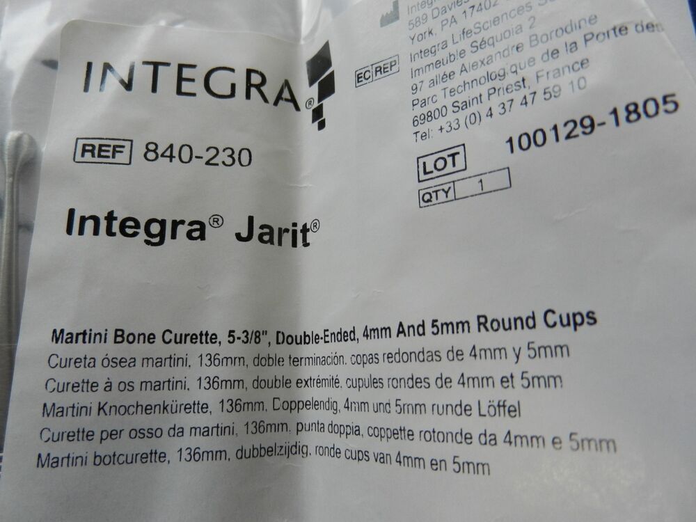 ***NEW*** Jarit 840-230 Martini Double Ended Orthopedic 4x5mm Round Cup Curette - Image 4