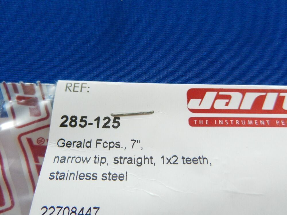 G89 **NEW** Jarit 285-125 Gerald Straight Narrow Tip 1x2 Tooth Forceps 7" Long - Image 4