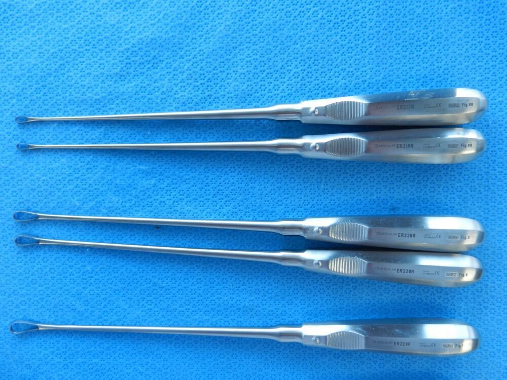 D6522 Aesculap Recamier Rigid Surgical OB/GYN Curettes Lot of 11 30cm - Image 6