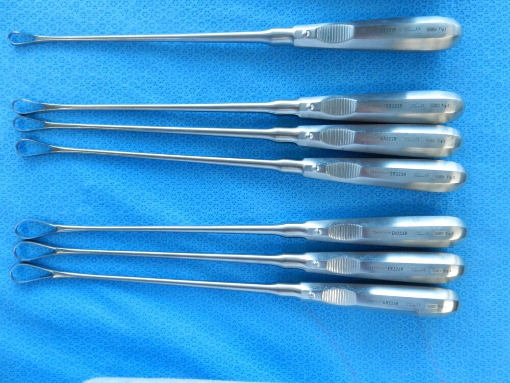 D6522 Aesculap Recamier Rigid Surgical OB/GYN Curettes Lot of 11 30cm - Image 7