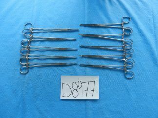D8977 V. Mueller Jarit Sklar Lot of 10 Straight/Curved Forceps Approx. 19cm
