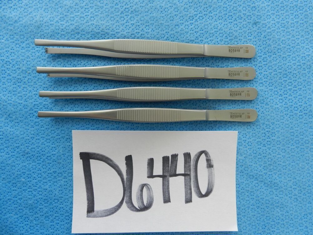 D6440 Aesculap Surgical ENT 3x4 Teeth Forceps Lot of 4 16cm BD589R