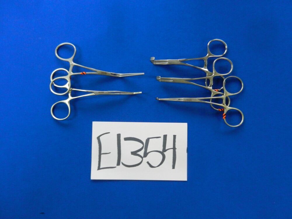 E1354 Jarit Adler V. Mueller Lot of 5 Cardio-Grip Clamp Forceps
