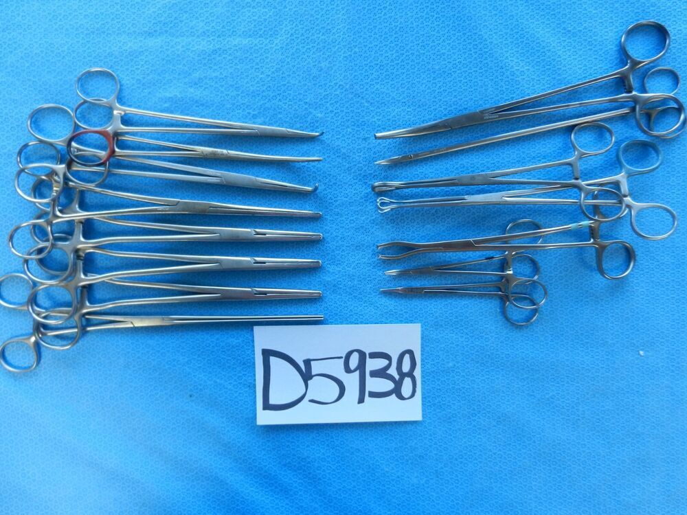 D5938 V. Mueller Pilling Stryker Surgical Forceps Lot of 15 Approx. 12-25cm