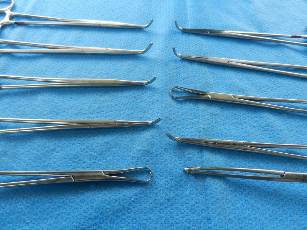 D8980 Codman Jarit Sklar Lot of 10 Curved/Straight Forceps Approx. 19cm - Image 3