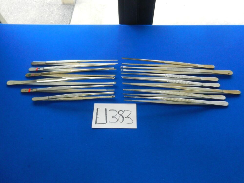 E1383 V. Mueller Pilling Aesculap Lot of 14 Forceps 26-36cm Overall Length