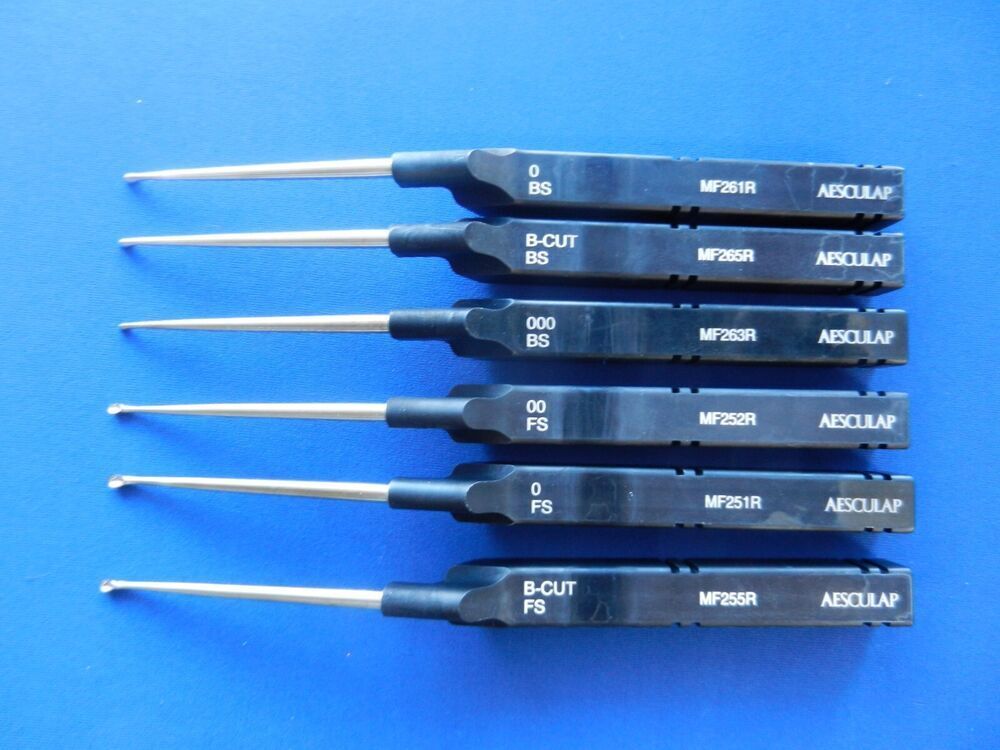F187 Aesculap Cervical Bayonet Style Curette Set w/ Case - Image 3