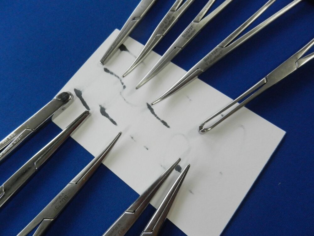 E5490 V. Mueller Aesculap Weck Lot of 10 Straight & Curved Forceps 16-16.5cm - Image 5