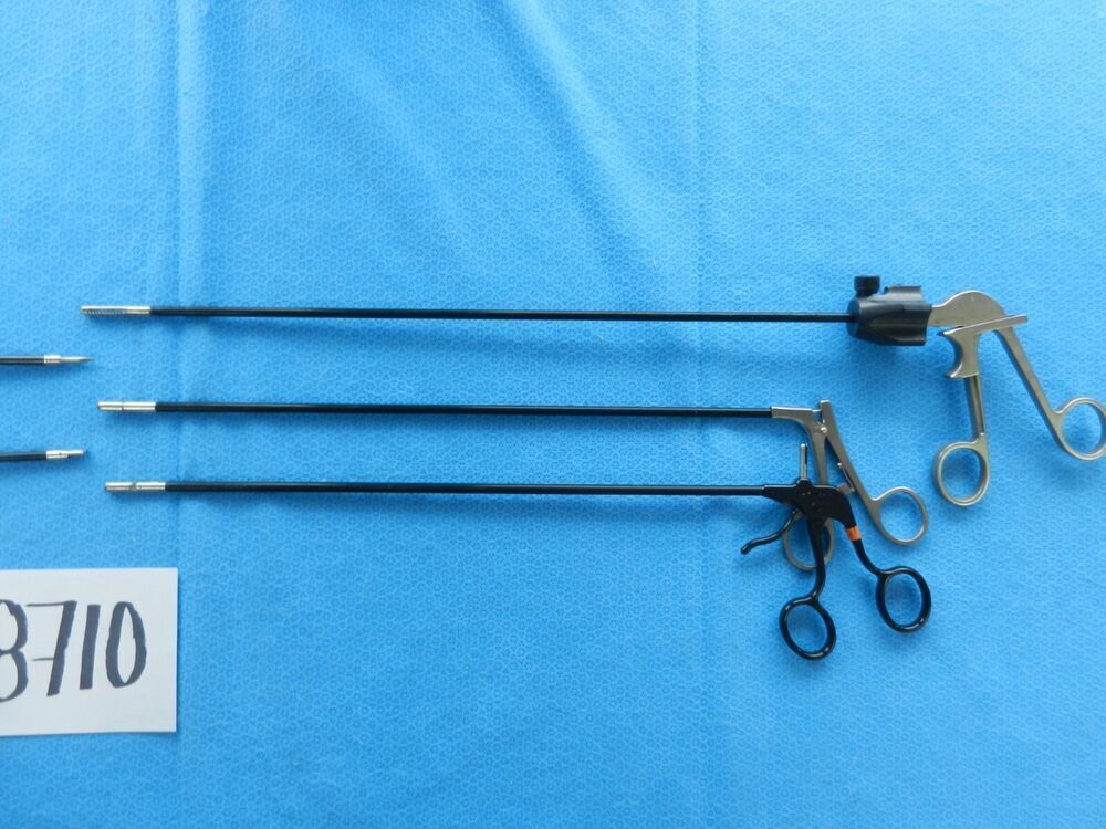 D8710 Jarit Magnus Surgical 5.0mm Laparoscopic Forceps & Scissors Lot of 5 - Image 3