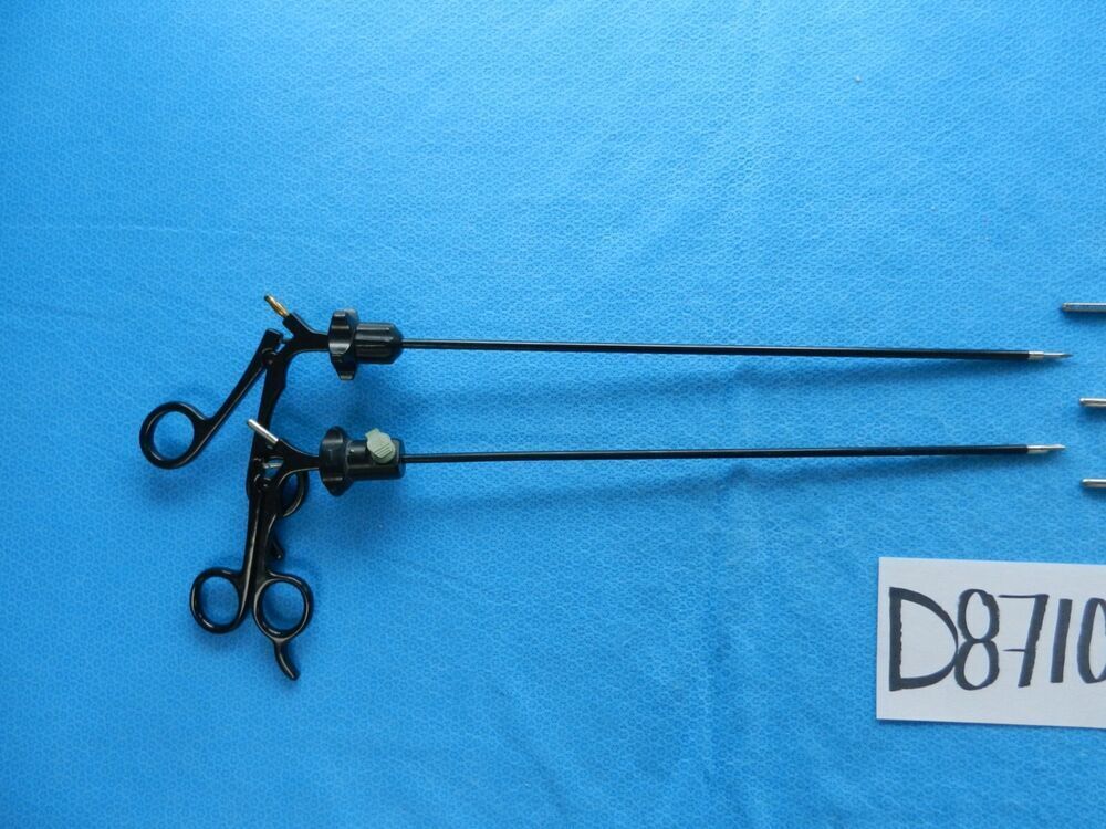 D8710 Jarit Magnus Surgical 5.0mm Laparoscopic Forceps & Scissors Lot of 5 - Image 4