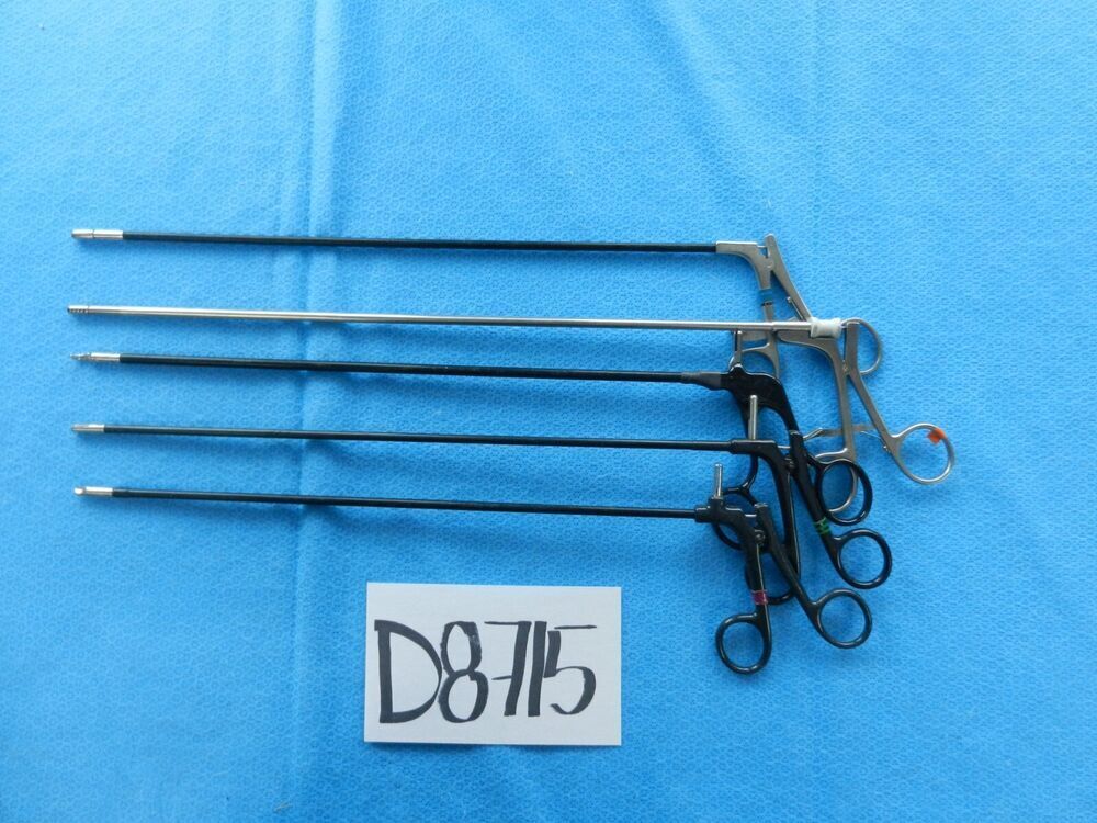 D8715 Jarit Marlow Surgical 5.0mm Laparoscopic Forceps & Scissors Lot of 5